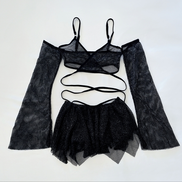 NEW 2 PIECE FISHNET SKIRT FESTIVAL SET - Picture 4 of 5